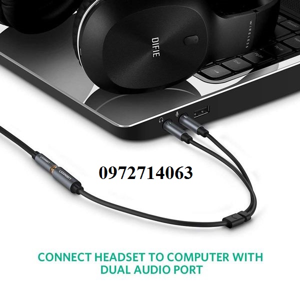 Cáp Gộp Audio 3.5mm 2 Vào 1 Ra Ugreen 20899 (Mic và Headphone)