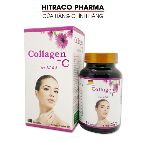 Viên uống đẹp da Collagen +C giảm thâm nám tàn nhang, ngừa nếp nhăn, chống lão hóa - Hộp 60 viên