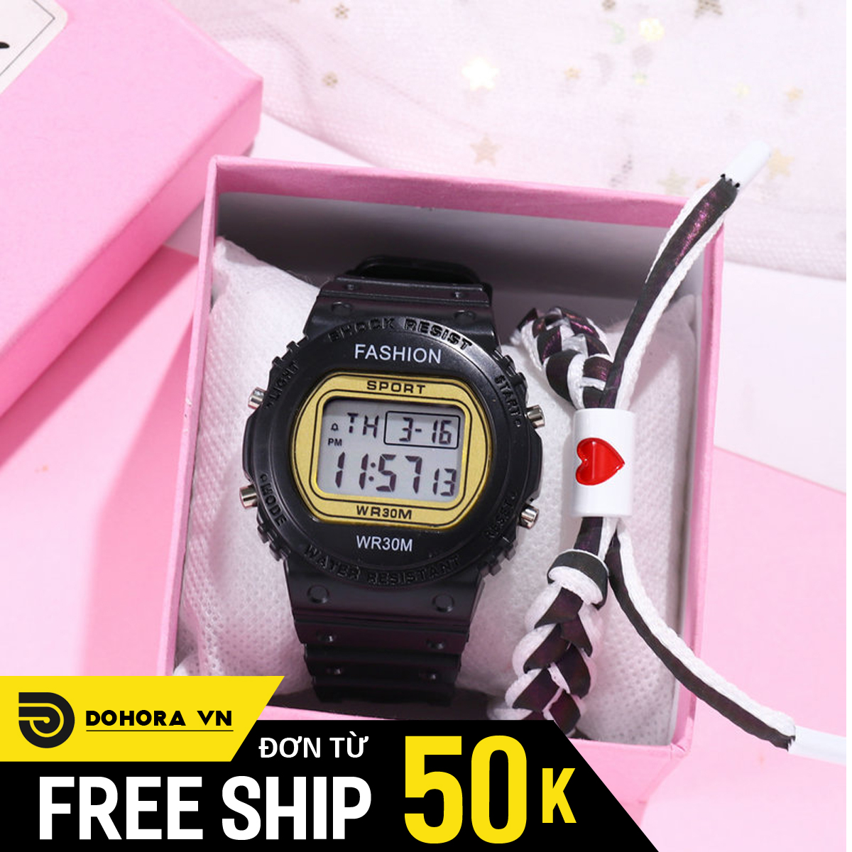 Đồng hồ điện tử thể thao nam nữ Sport S157, mặt tròn hiển thị full chức năng, dây sao su cực bền, 4 màu lựa chọn
