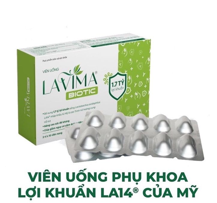 Viên uống phụ khoa men vi sinh lavima biotic giảm khí hư, ngứa rát, ngăn ngừa tái phát - hộp 20 viên