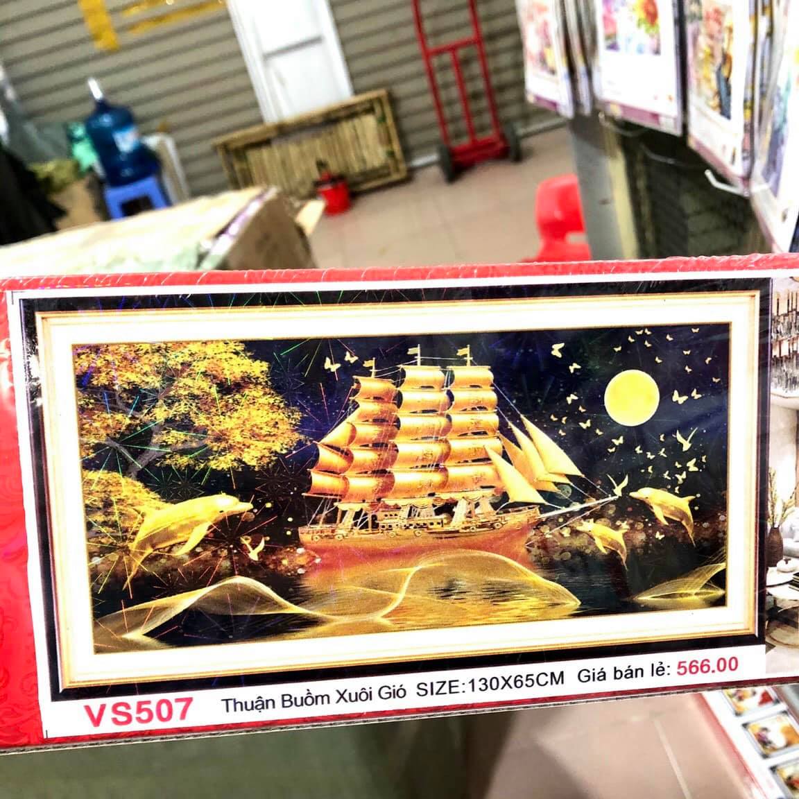 Tranh đính đá 5D phong cảnh Thuận buồm xuôi gió  ( tranh chưa đính đá)