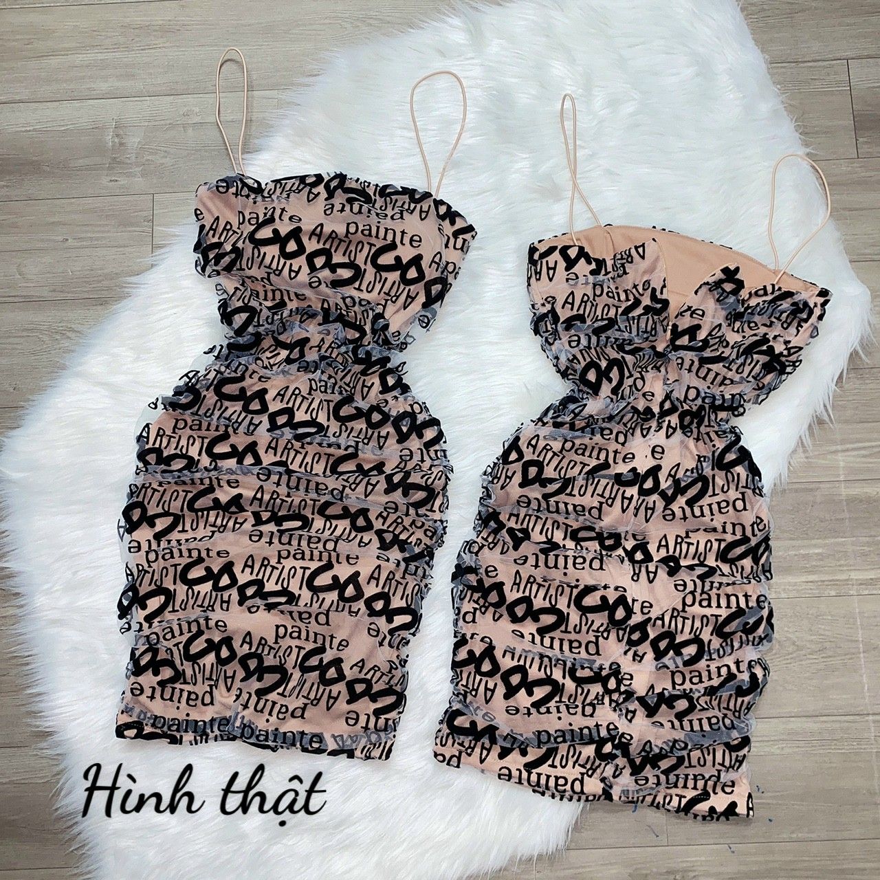 ĐẦM BODY ÔM HAI DÂY PHỐI LƯỚI