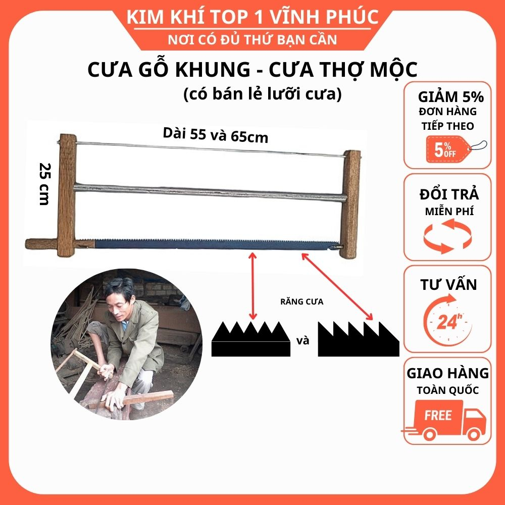 Cưa gỗ thợ mộc, Cưa khung cầm tay truyền thống
