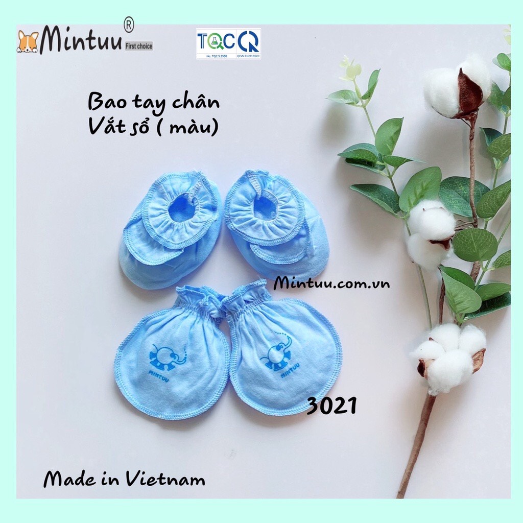 Bao tay chân sơ sinh cuốn biên chất liệu vải 100% cotton Hiệu Mintuu Việt Nam