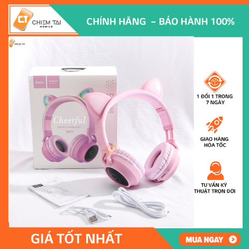 Tai nghe chụp tai Bluetooth tai mèo Hoco W27