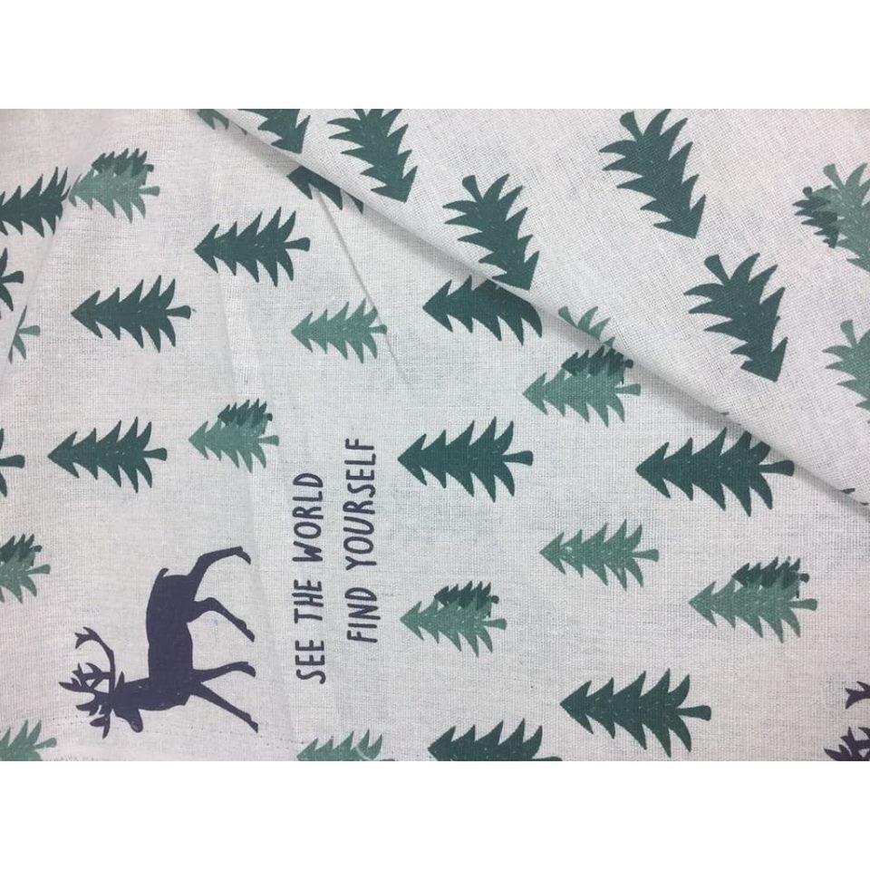 [HCM]VẢI BỐ/ VẢI CANVAS HỌA TIẾT CÂY THÔNG