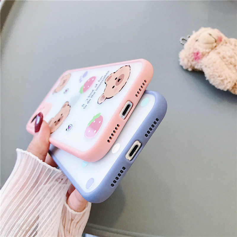 Ốp Lưng Nhám Chống Sock Va Đập Bảo Vệ Camera Bear Face
