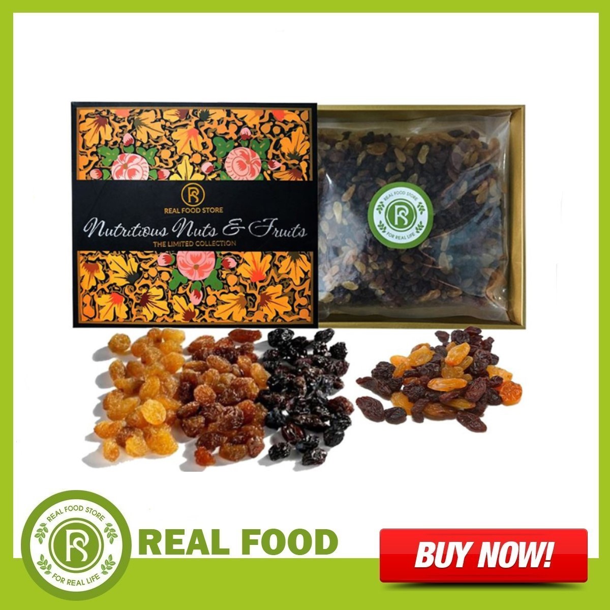 Nho Khô 3 Màu REAL FOOD - Nhiều lựa chọn (Size Jumbo)