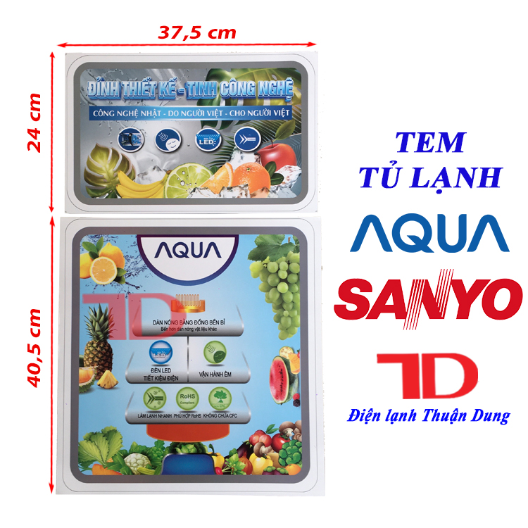 TEM DÁN TỦ LẠNH SANYO, TEM DÁN TỦ LẠNH, TEM DÁN TỦ LẠNH VẬT TƯ ĐIỆN LẠNH THUẬN DUNG