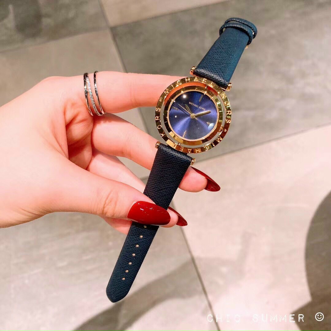 Đồng hồ thời trang nữ mk đá xoay size 34mm da thật sang trọng z002.