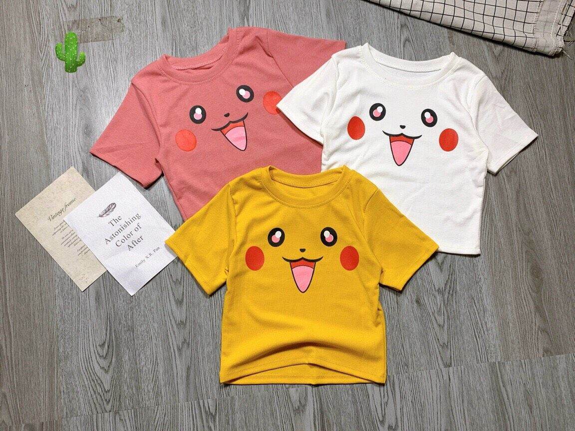 Áo croptop tay ngắn pikachu
