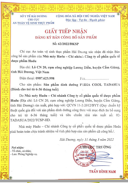 SỮA DINH DƯỠNG TADASUA PEDIA COOL 900G (Dành cho trẻ biếng ăn, chậm lớn, suy dinh dưỡng, thấp còi)