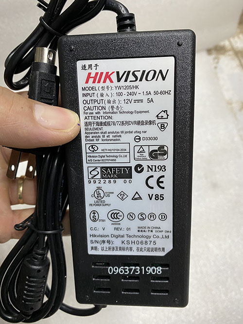 Nguồn đâu ghi camera HIKVISION 12V 5A