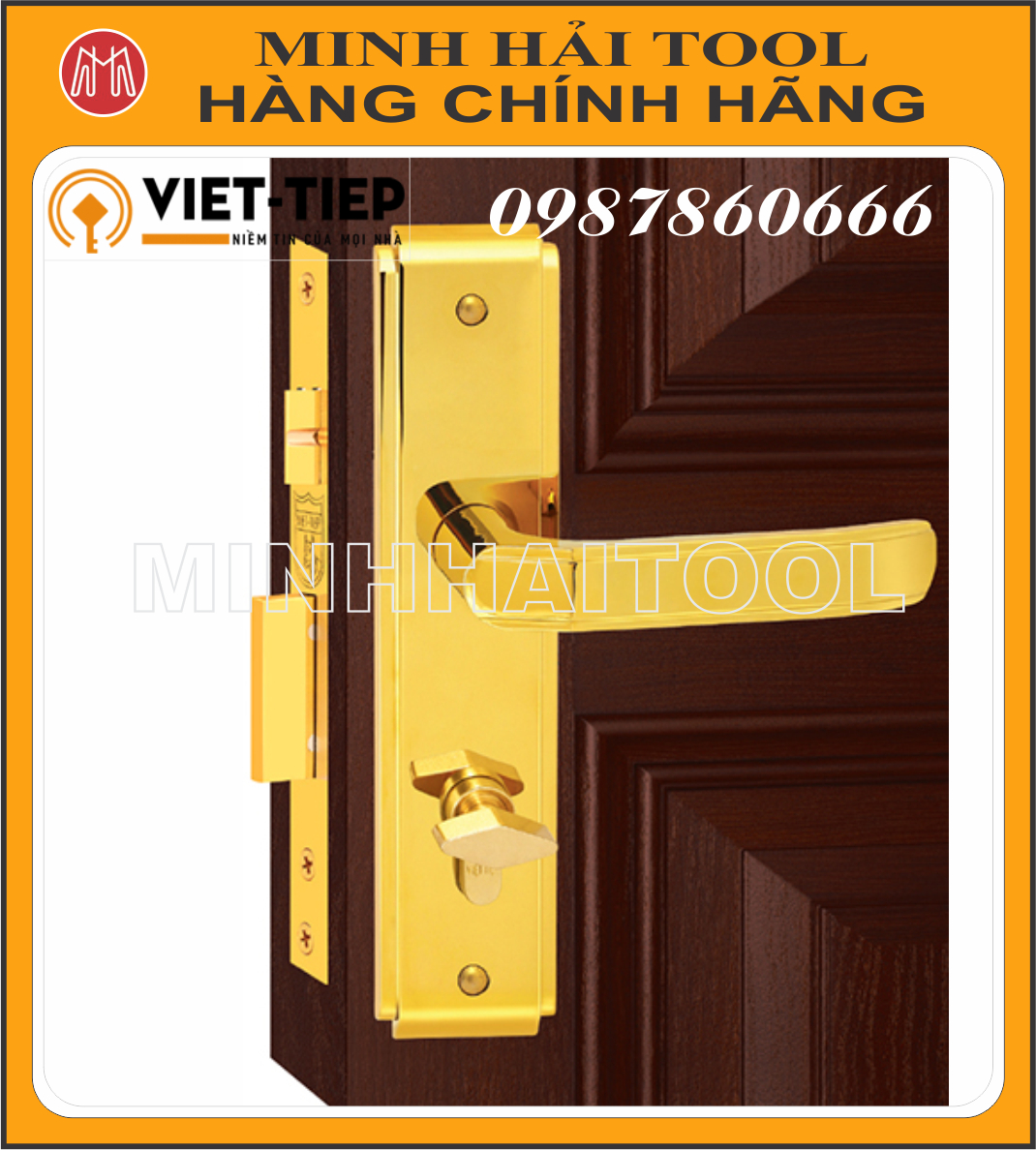 Khóa cửa thông phòng hợp kim mạ PVD Việt-Tiệp 04325