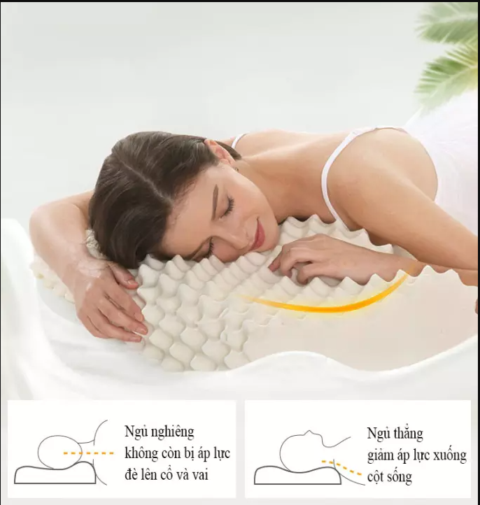 Gối cao su non mặt xù cao cấp kiosi, gối chống đau mỏi vai gáy, gối cao su non chống ngủ ngáy, gối cao su non loại 1, gối cao su non kiosi hàng nhập khẩu thái lan. chống đau mỏi vái gáy - chống ngáy - giúp ngủ ngon hơn.