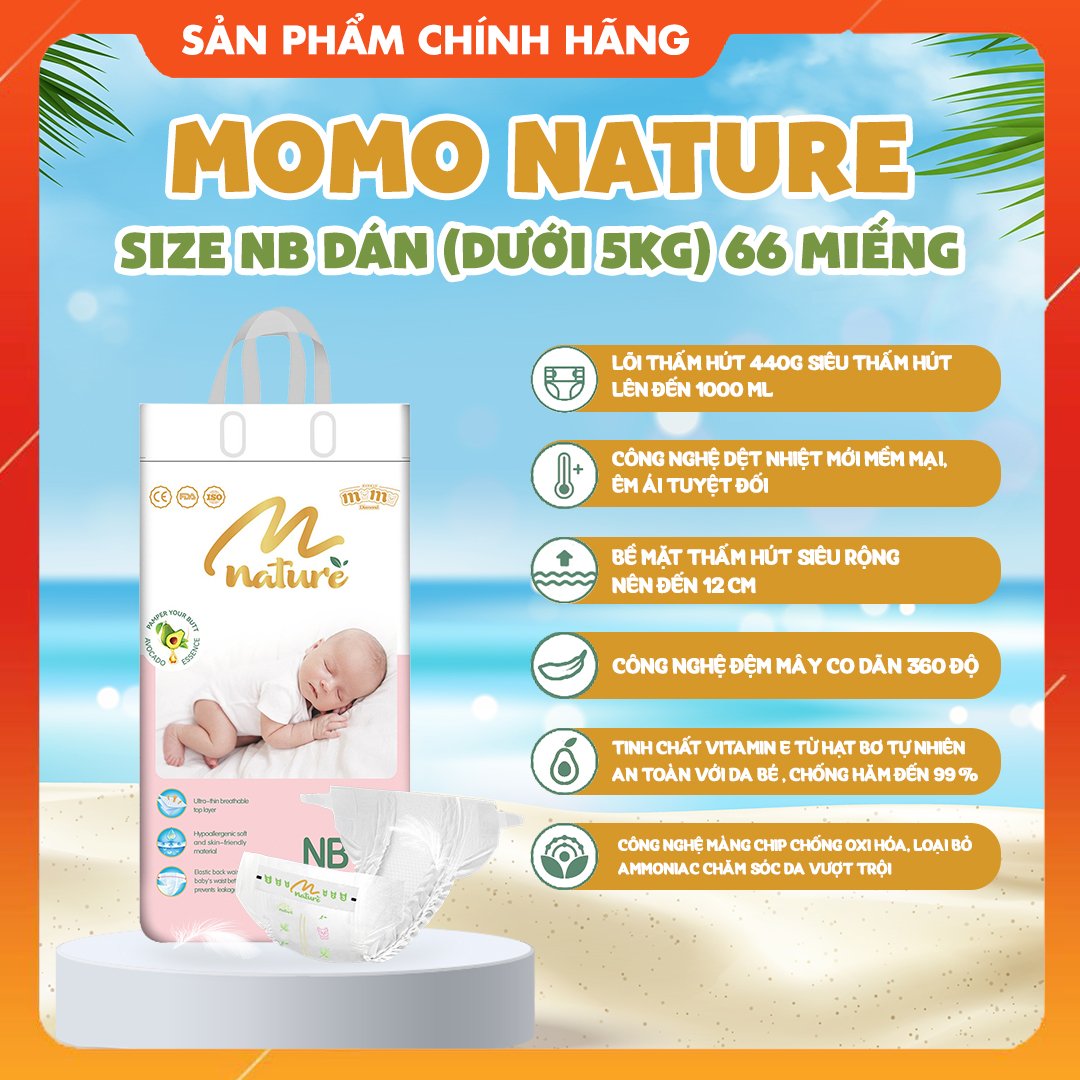 [Thử Là Ưng]Lẻ 1 Miếng Bỉm Tã Dán/Quần MOMODIAMOND NATURE Hạt Quả Bơ(Tinh Chất Vitamin E)
