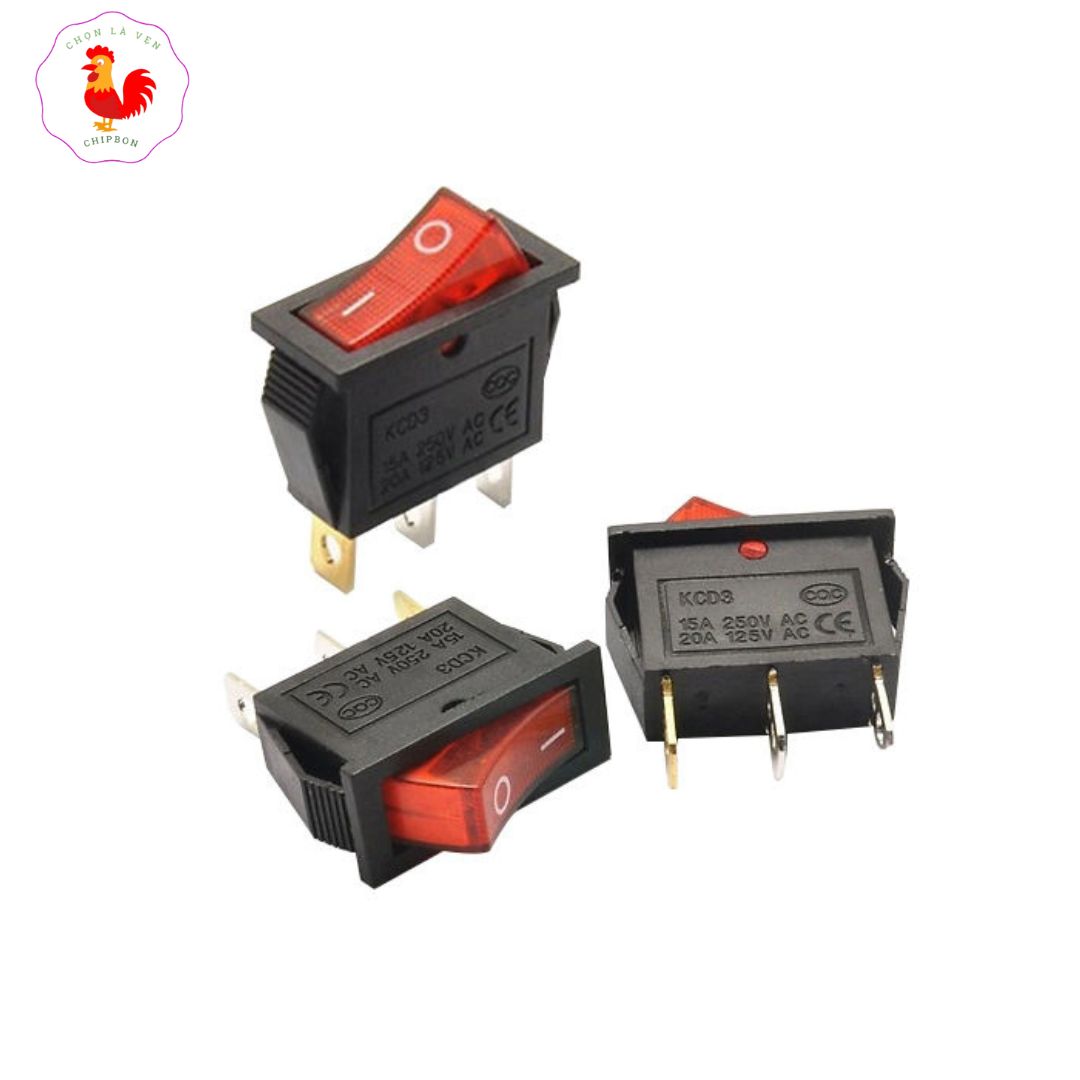 Công Tắc Bập Bênh Có Đèn 15A 3 Chân KCD3