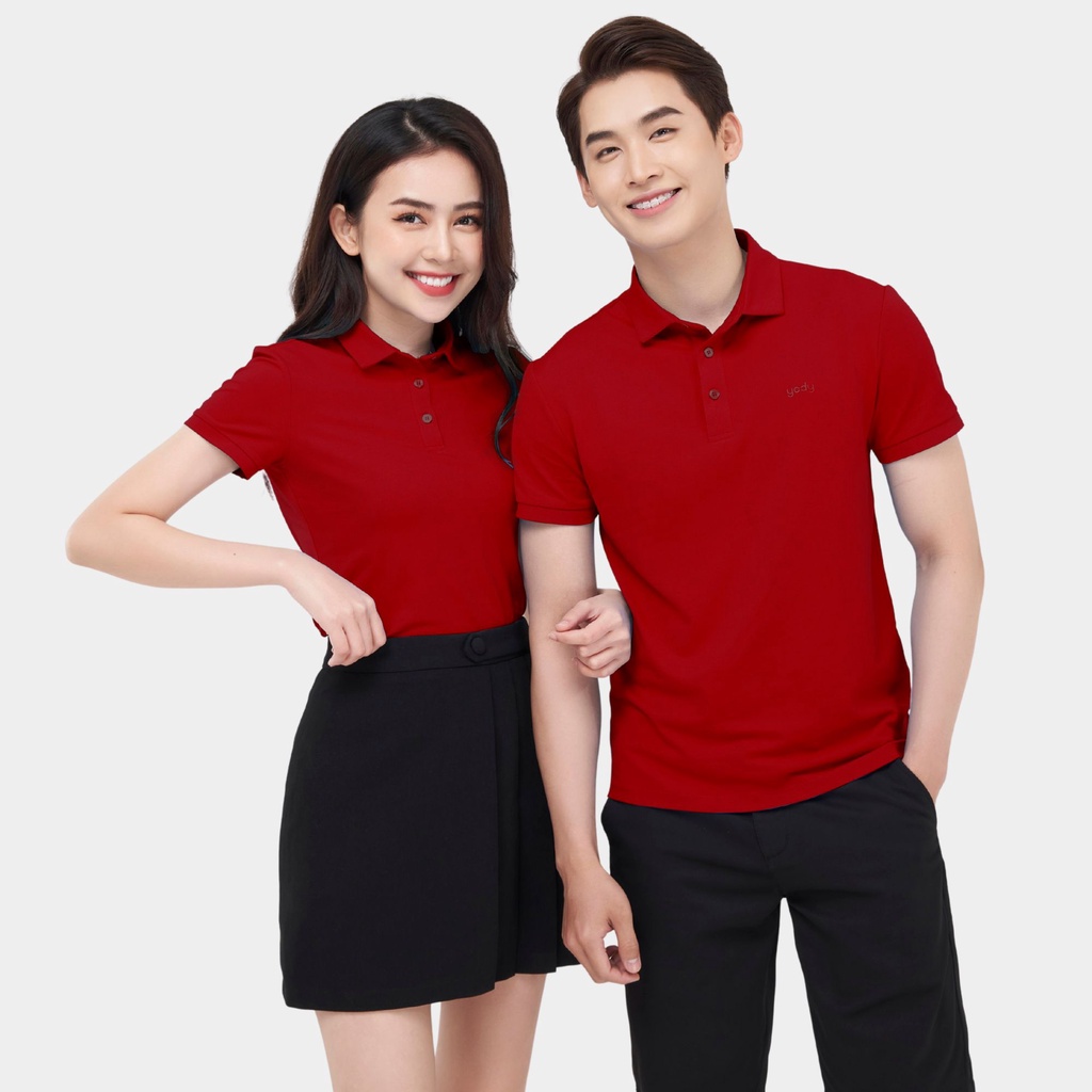 Áo polo nữ basic gia đình YODY, áo thun có cổ nữ chất liệu siêu co giãn APN5424