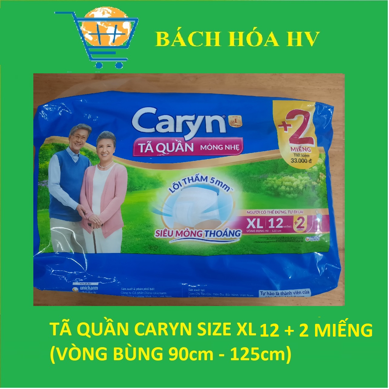 Tã Quần Caryn (M16, L14, XL12) + 2 miếng - BACH HOA HV