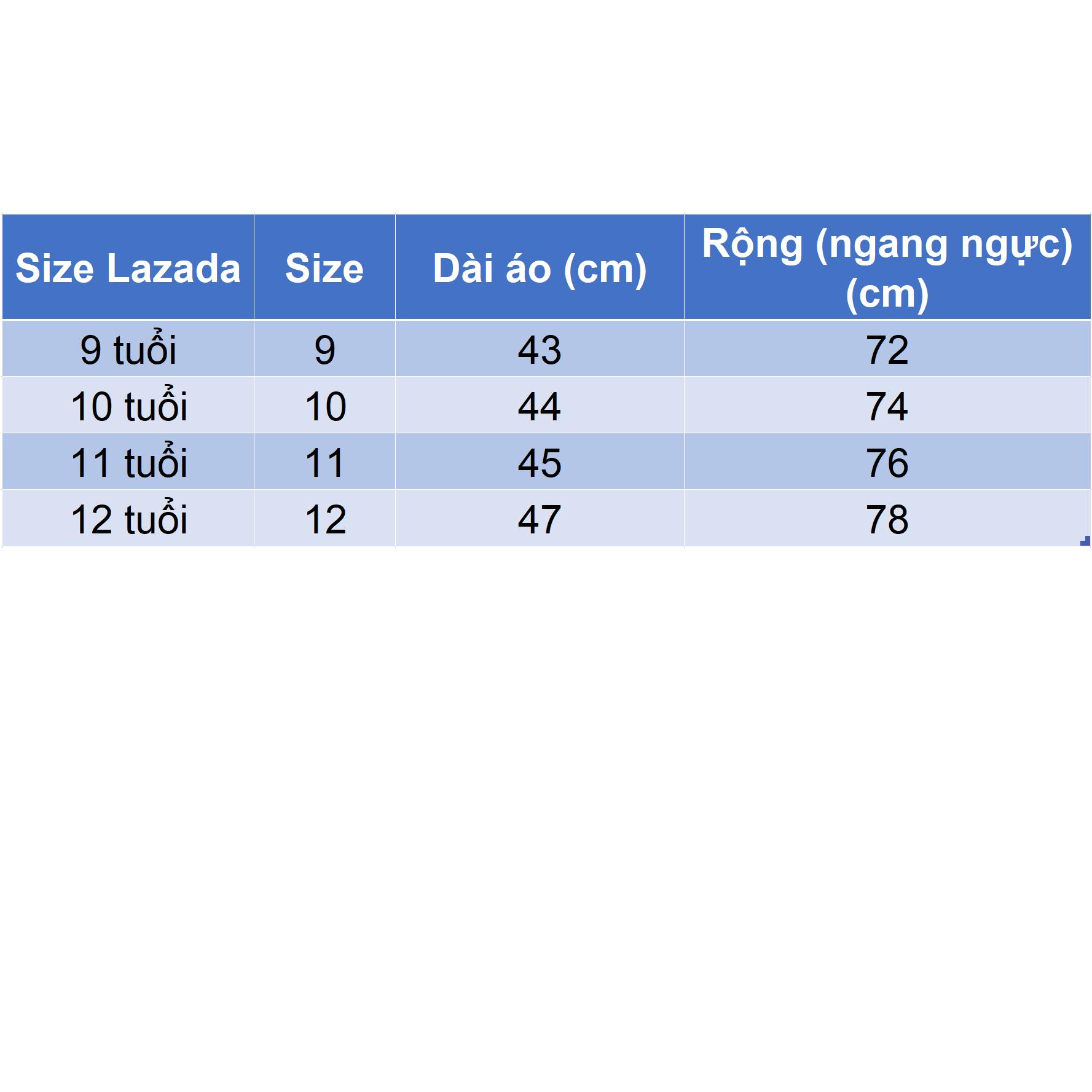 Áo thun khoét vai cho bé gái size đại