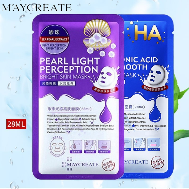 Combo 10 miếng mặt nạ giấy Maycreate MN50 xanh tím cấp ẩm và dưỡng trắng da nội địa Trung GM-MN-MC