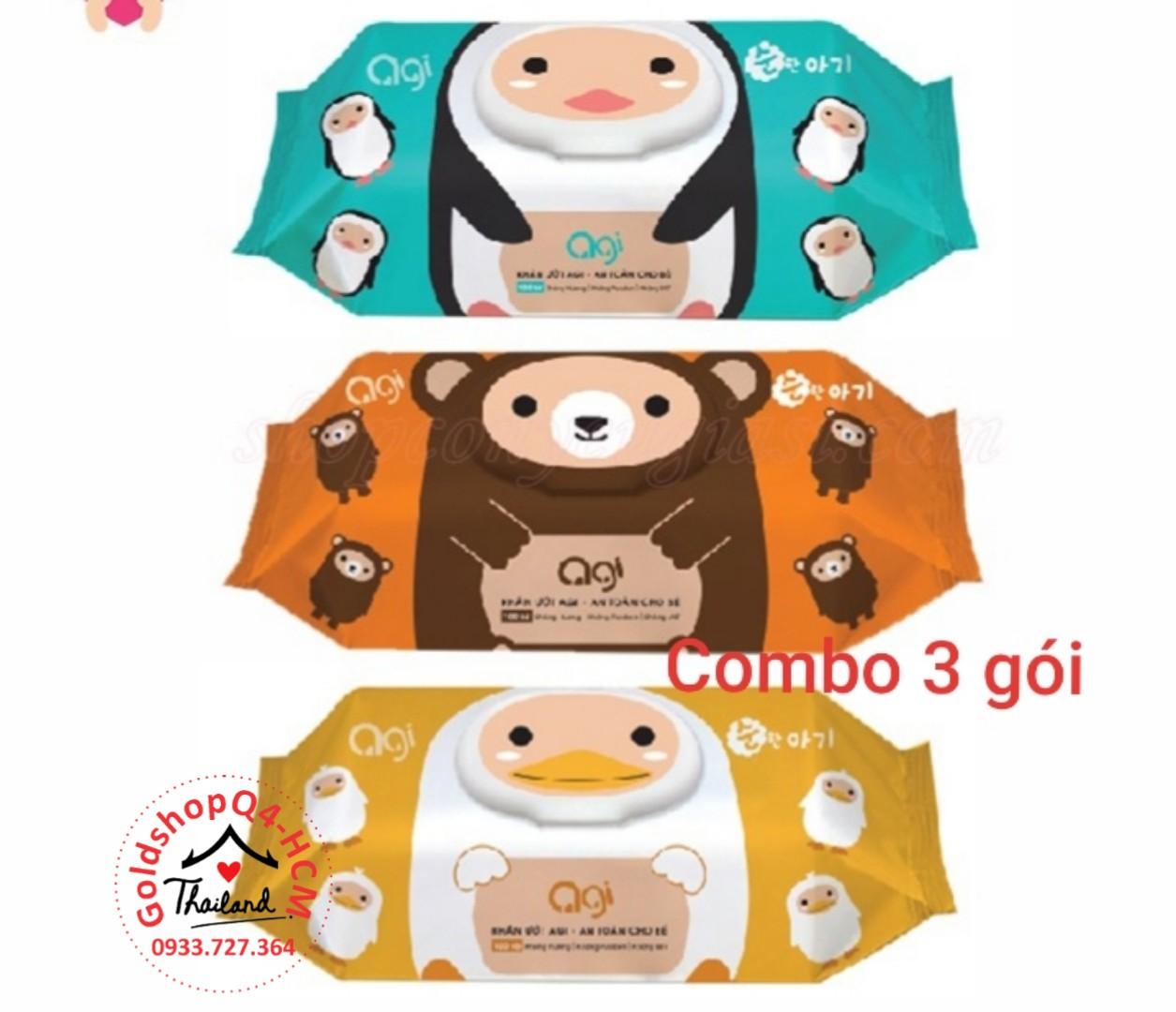 Combo 3 Gói Khăn Ướt Agi Không Mùi Bất Kì 100 tờ