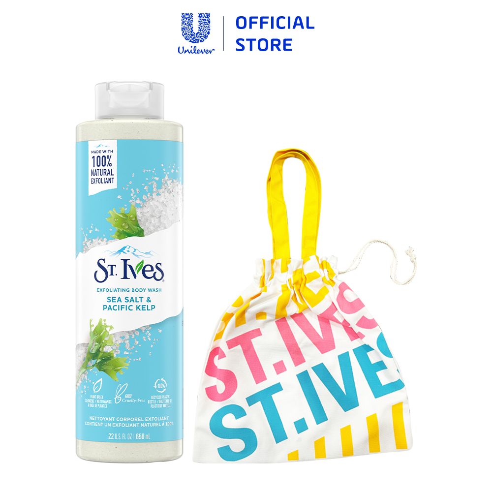 COMBO SỮA TẮM DƯỠNG DA ST.IVES 650ML+TUI CANVAS