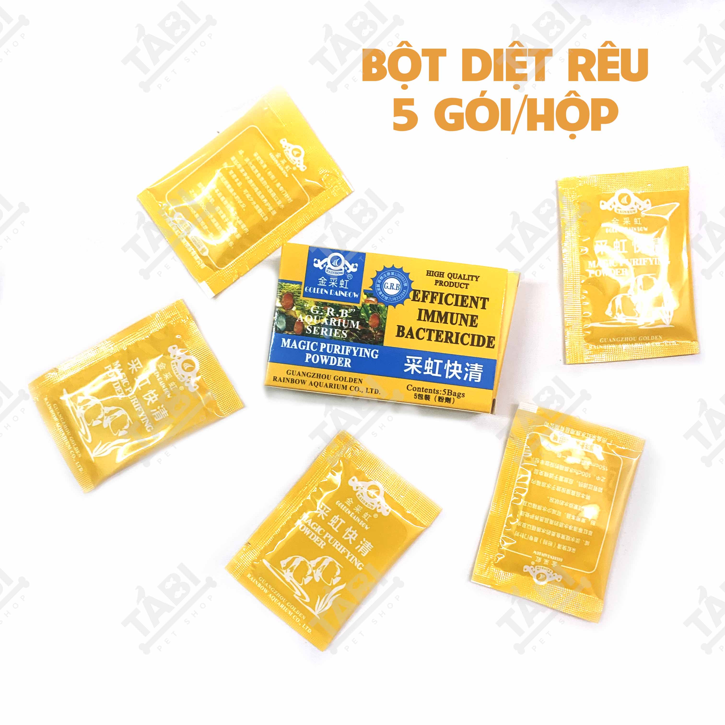Bột Diệt Rêu Cao Cấp Golden Rainbow (5 Gói/Hộp) Cho Hồ Cá Thuỷ Sinh