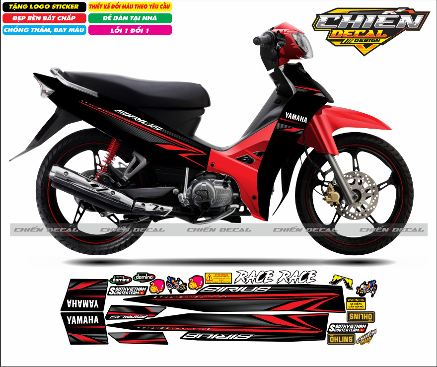 Tem rời xe sirius RC 100cc - 50cc mẫu zin nhiều màu lựa chọn