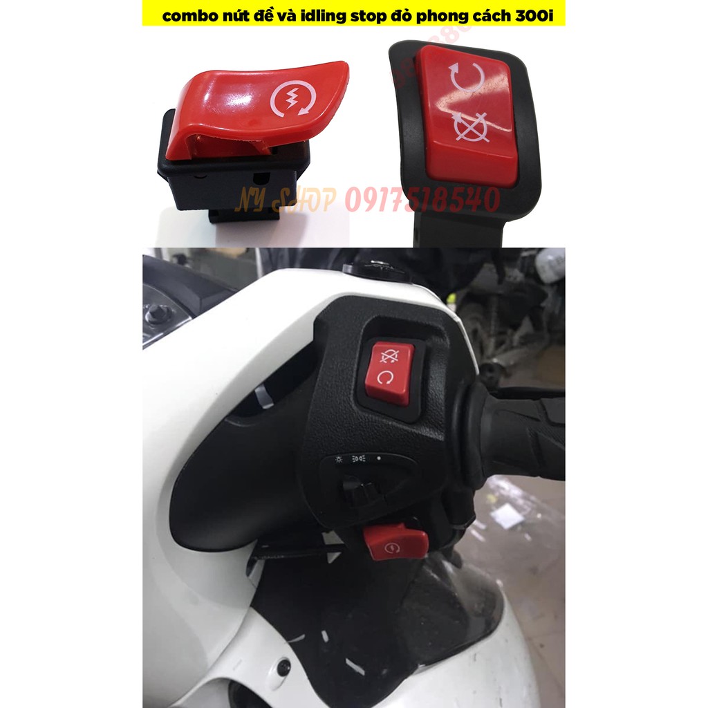 Combo nút đề +idling stop màu đỏ 300i lắp shvn2012-2019, sh2010