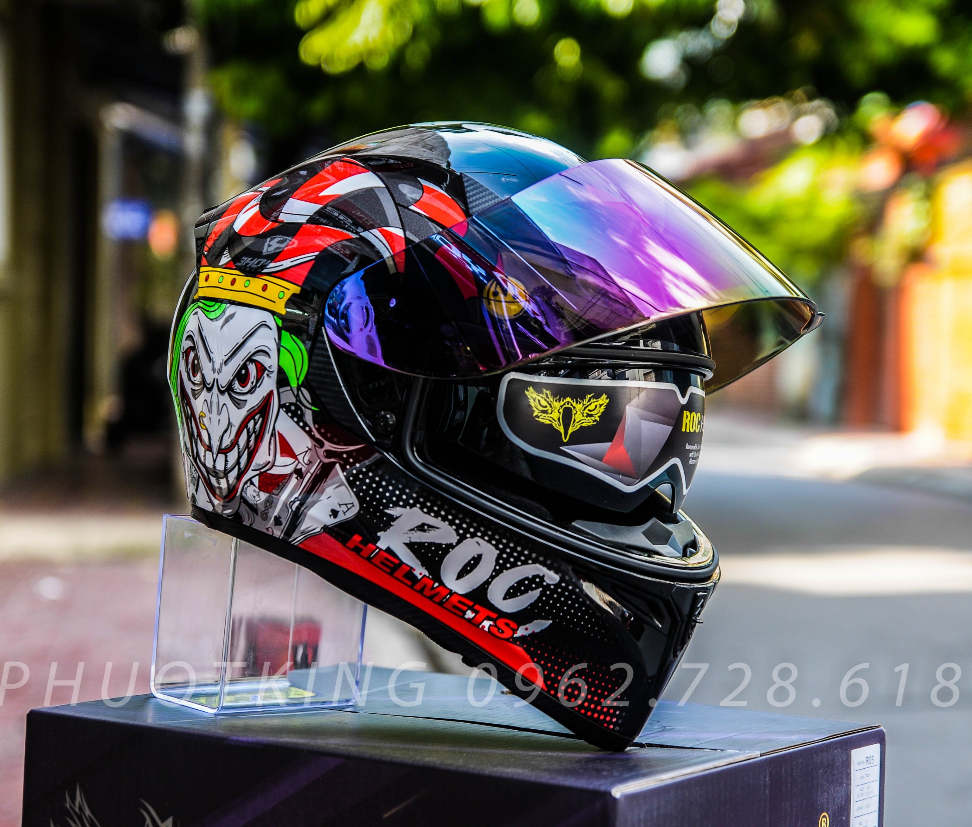 [ Tặng găng 100k] Nón bảo hiểm fullface ROC 05 2 kính tem Joker