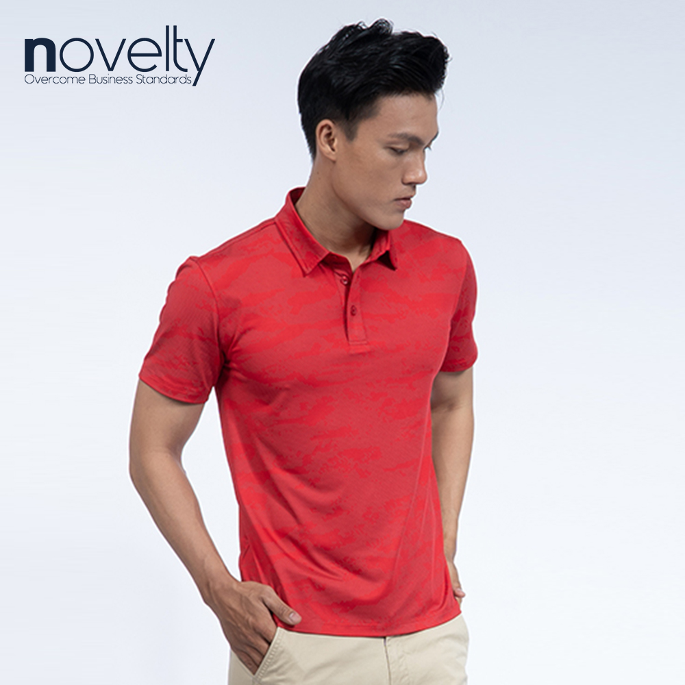 Áo thun Polo nam Novelty màu đỏ in họa tiết 190213N