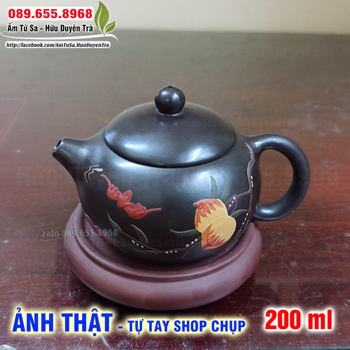 Ấm Tử Sa tây thi giá rẻ (cao cấp) (in hoa đào) - ấm tử sa nghi hưng cao cấp -pha trà, trà đạo -trà ô long, thái nguyên -ấm tây thi