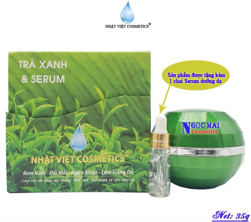 Kem ngừa nám, đồi mồi, ngừa nhăn, làm trắng da tinh chất Trà xanh và Serum Mỹ Phẩm NHẬT VIỆT COSMETIC (30g)