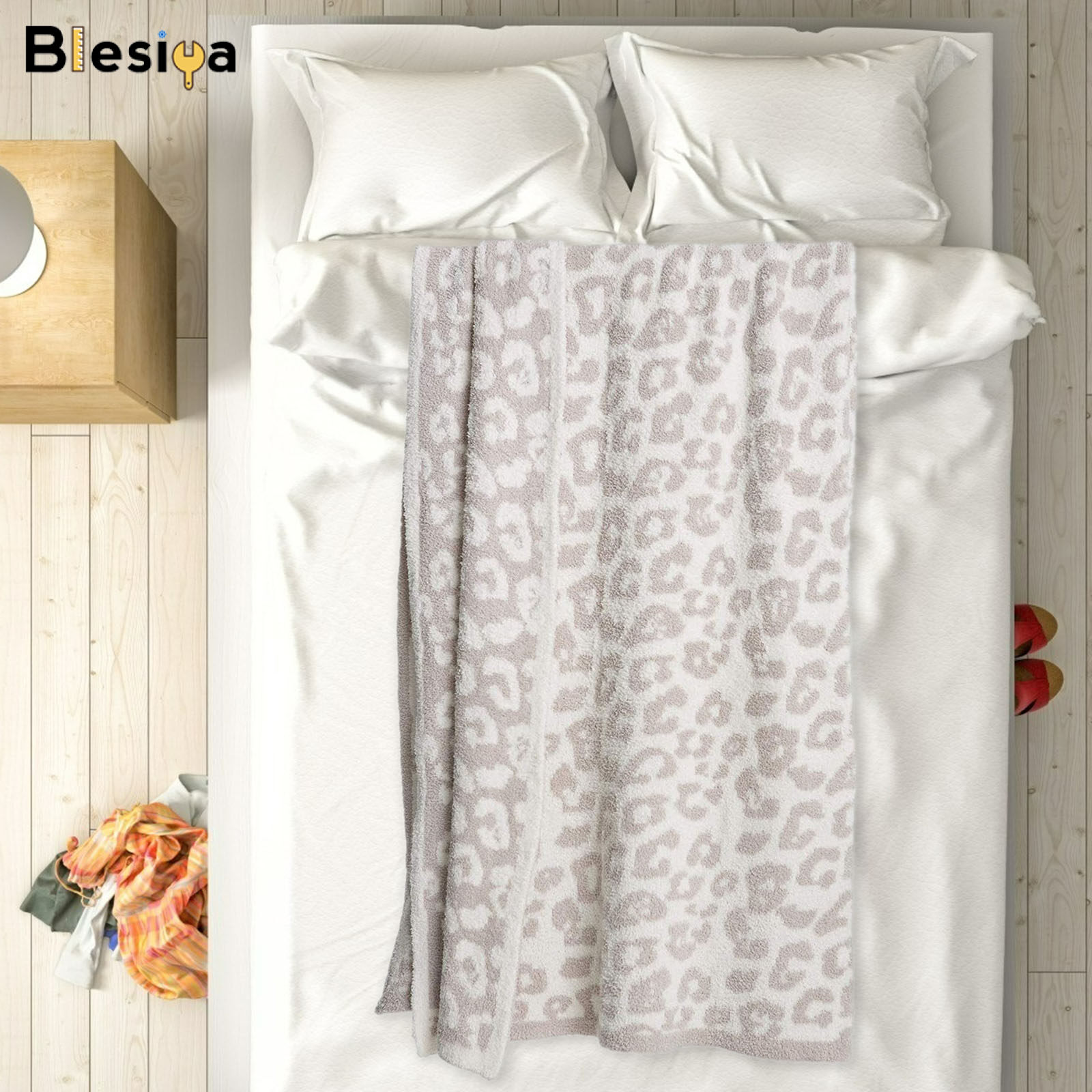 Blesiya Fleece Throw Blanket Soft Leopard Pattern Comfy Blanket for All Seasons