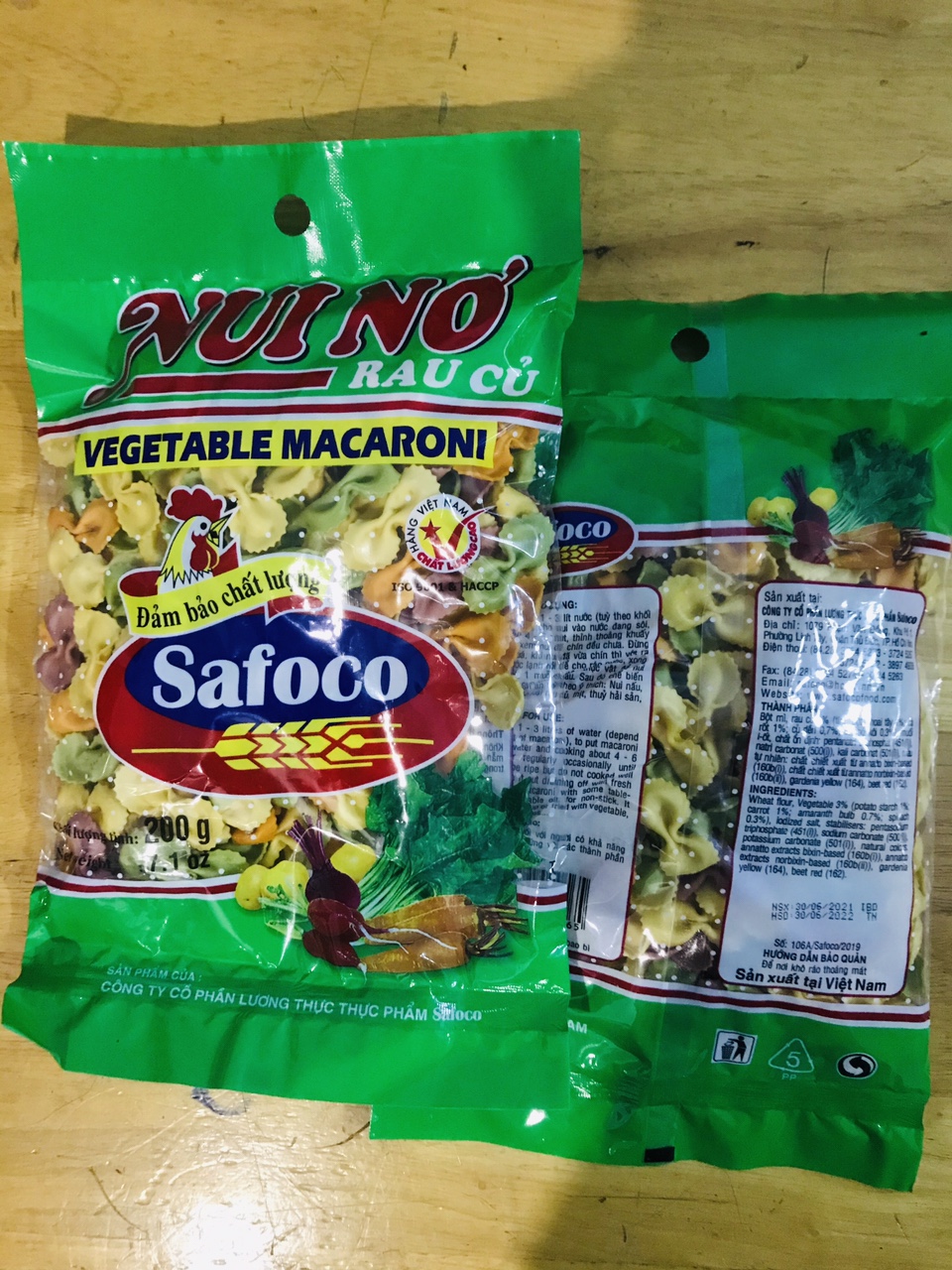 [COMBO 2 GÓI NUI] Nui Nơ Rau Củ 200 Gram Safoco