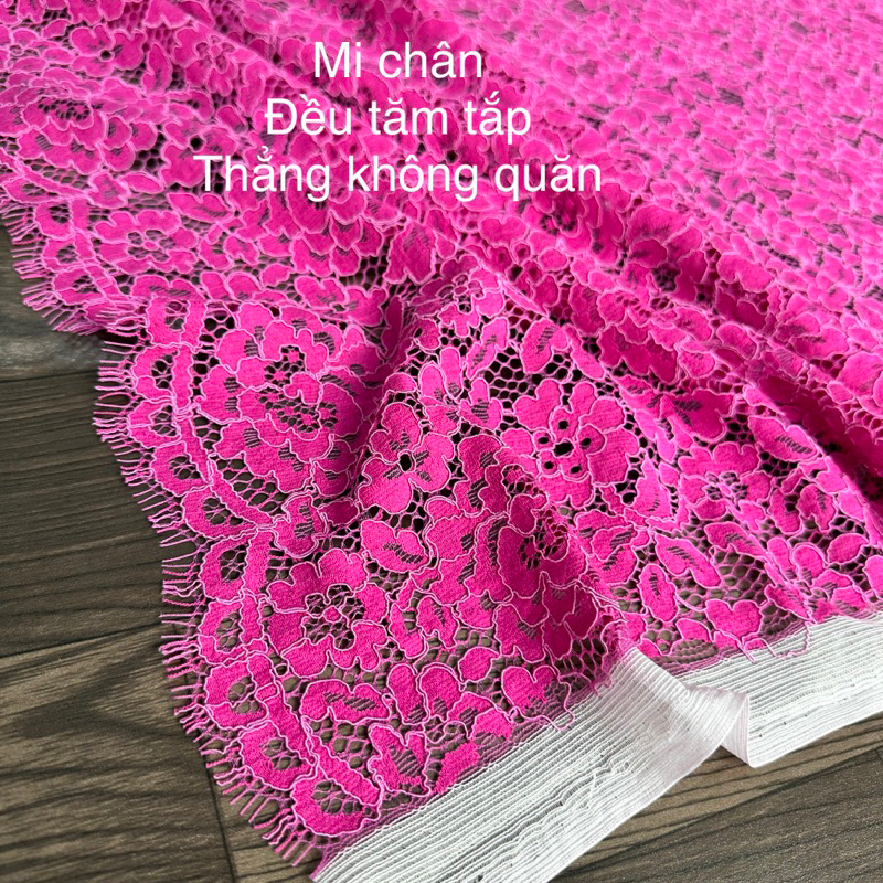 Vải Ren hoa Hồng màu đỏ- , Ren chỉ hồng Vải Ren chân tua rua- Vải Ren mi 2 đầu - siêu đanh chắc đẹp