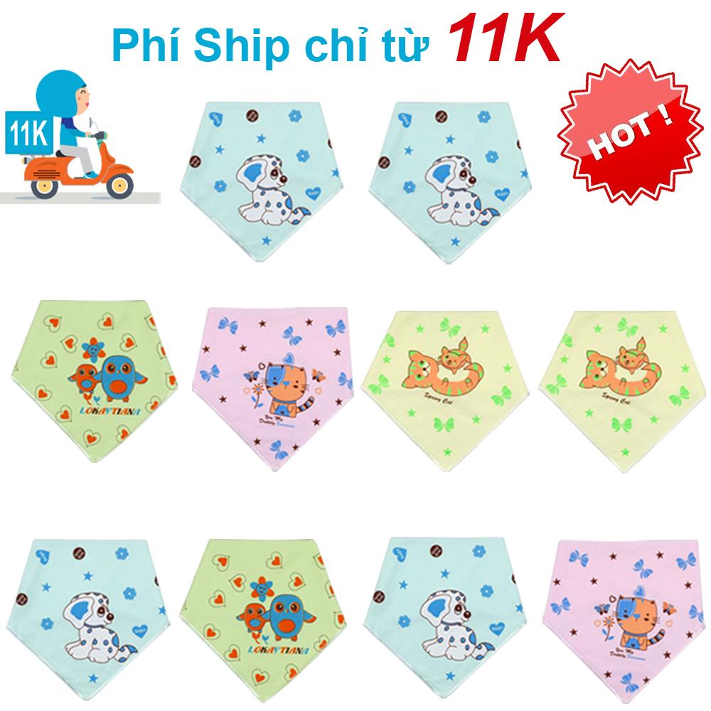 Combo 10 Khăn tam giác chất liệu 100% cotton cao cấp (có 5 màu cho cả bé trai và bé gái) KTGSSKF - KIBA Fashion ( đồ cho trẻ sơ sinh )