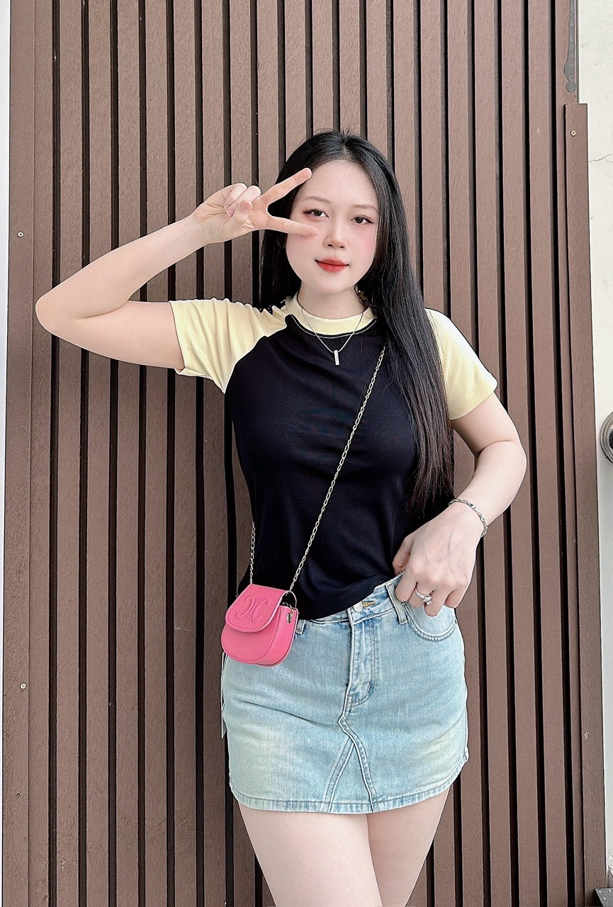 Áo thun dáng ôm nữ phối sọc tay RAGLAN ( RAGLAN CT MỚI )