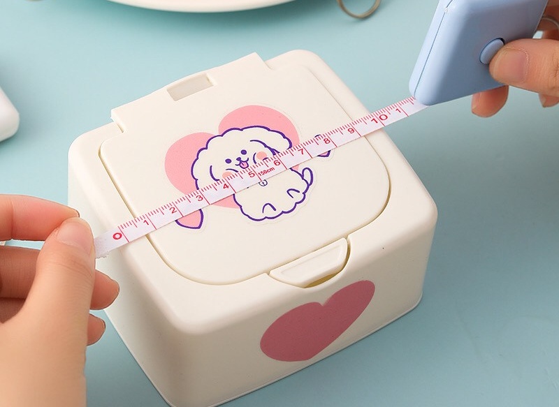 Móc khóa kèm thước dây mini tự thu vào 1.5m