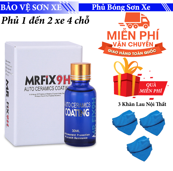 Phủ bóng xe Auto Ceramic Coating MR FIX 9H - đánh bóng xe hơi + Tặng kèm 3 khăn lau chuyên dụng