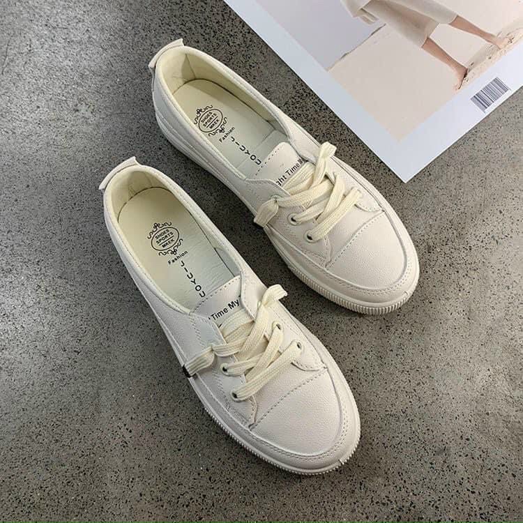 giày sneaker nữ basic aaa dây dút tinh tế vải thoáng