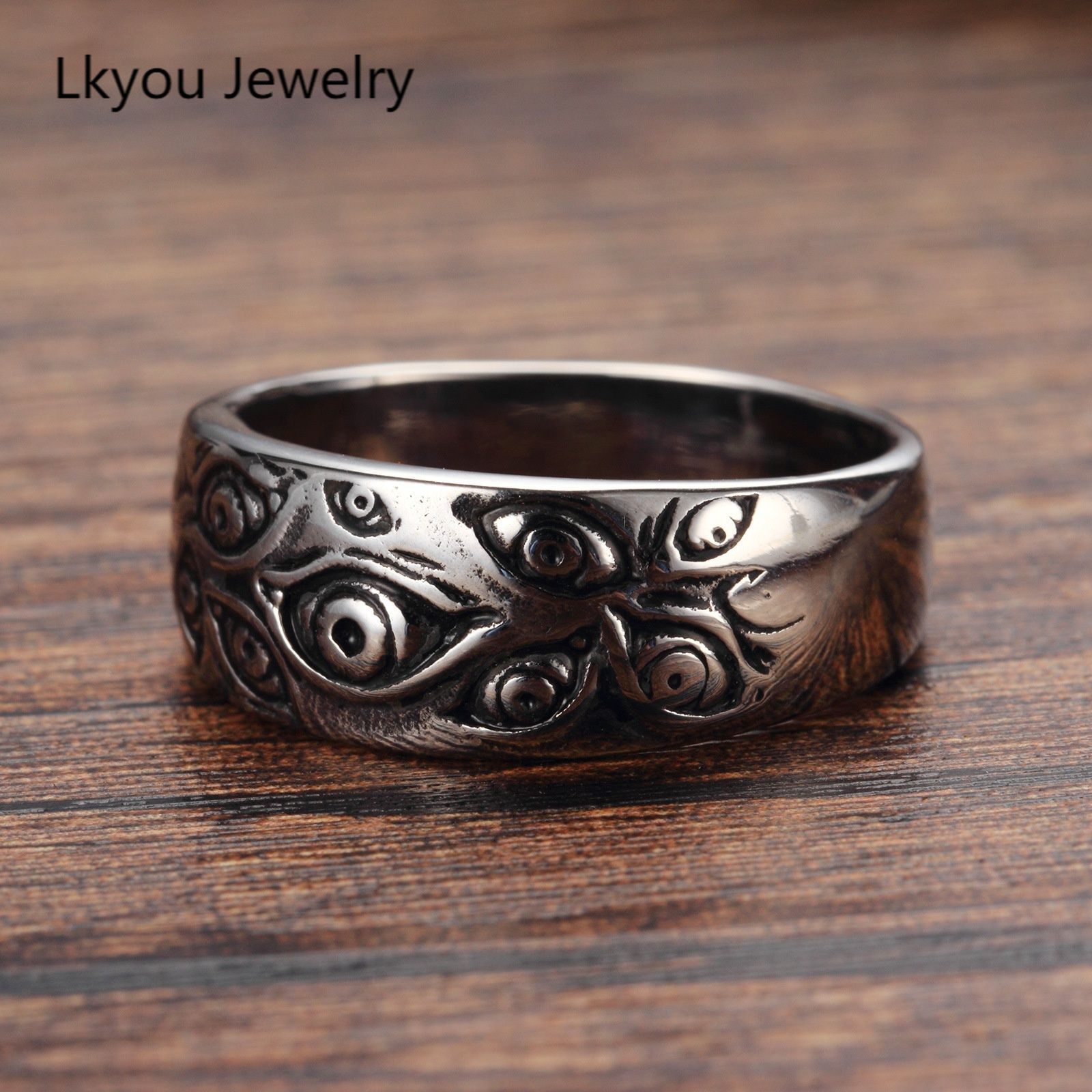 Lkyou Men's Retro Locomotive Party Goth Punk Demon Eye Ring Men's and Women's Jewelry Fashion Rings Party Rings Personalized Rings