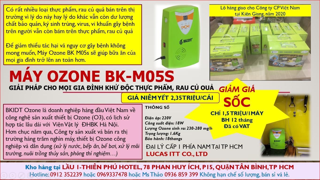 Máy Ozone MS05 BKIDT giúp khử độc thực phẩm, rau củ quả