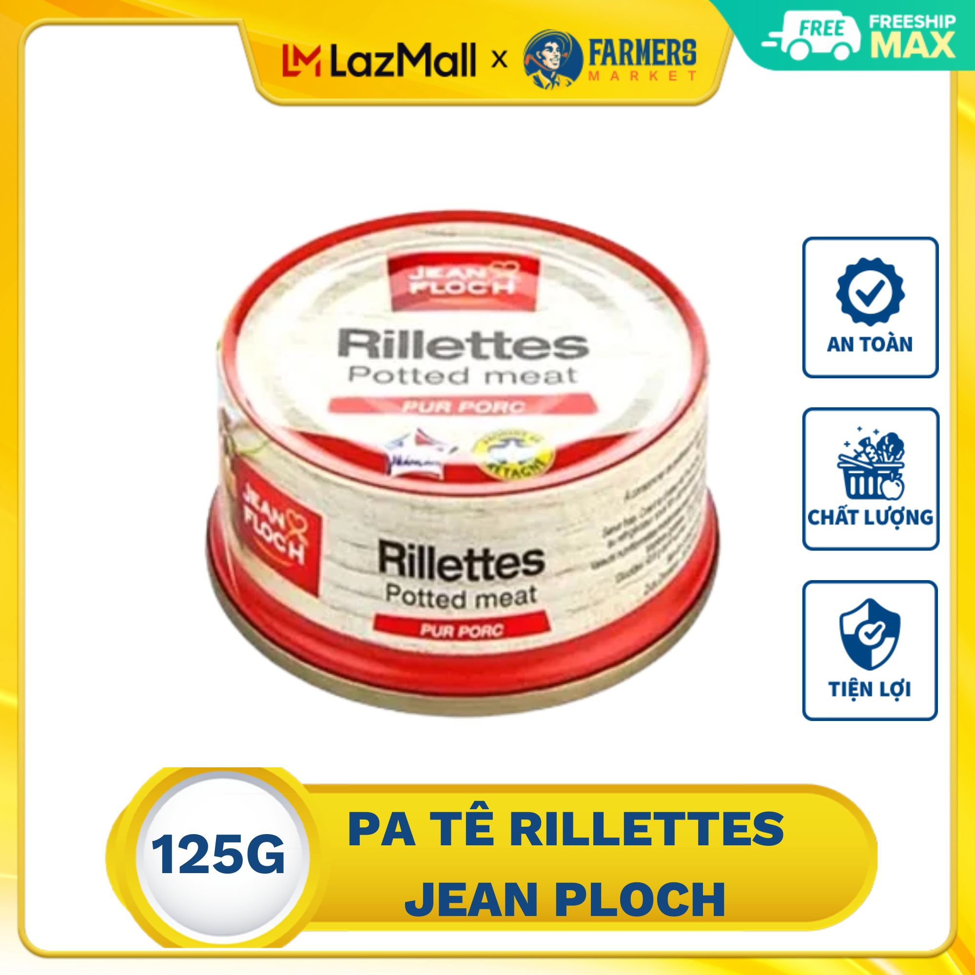 Pa tê rillettes Jean Ploch 125g ăn trực tiếp, xuất xứ Pháp
