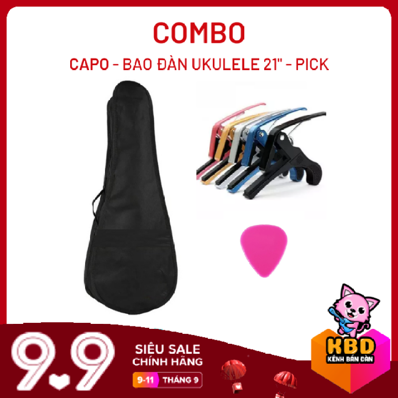 [Tặng phím gảy] Combo bao đàn ukulele + capo kẹp đàn ukulele