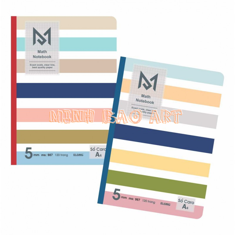 Sổ may klong caro a4 math notebook 120 trang; ms 987