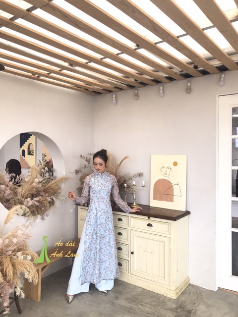[SALE SỐC] Bộ Áo dài Voan tơ Xanh Hoa