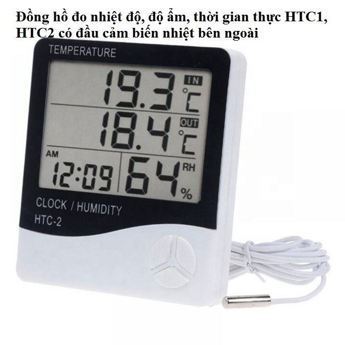 Htc-2 nhiệt kế kỹ thuật số máy đo độ ẩm điện tử đồng hồ đo nhiệt độ độ ẩm