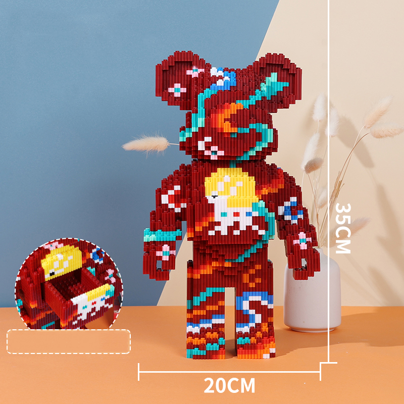 Bộ đồ chơi Lego BearBrick màu tím Hanaxi H43